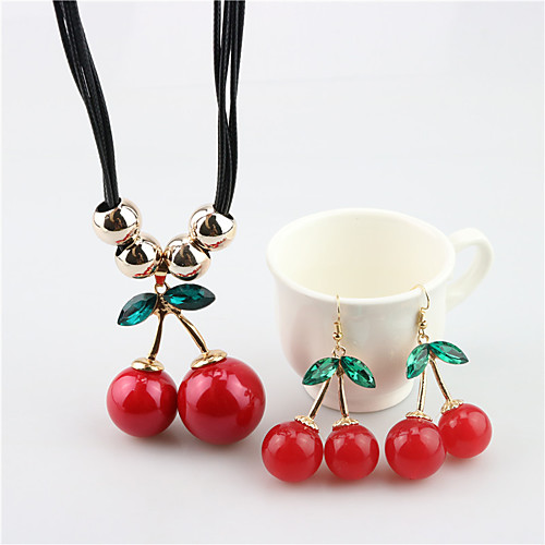 

Women's Jewelry Set Cherry Cute Resin Earrings Jewelry Red For Festival