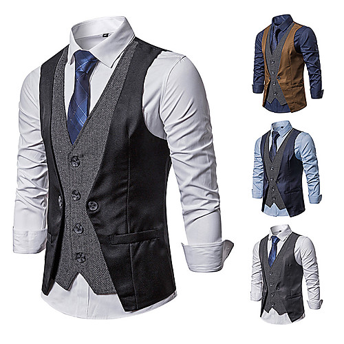 

Gentleman Kingsman Vintage Masquerade Vest Waistcoat Men's Costume Black / Navy Blue / Gray Vintage Cosplay Event / Party Sleeveless