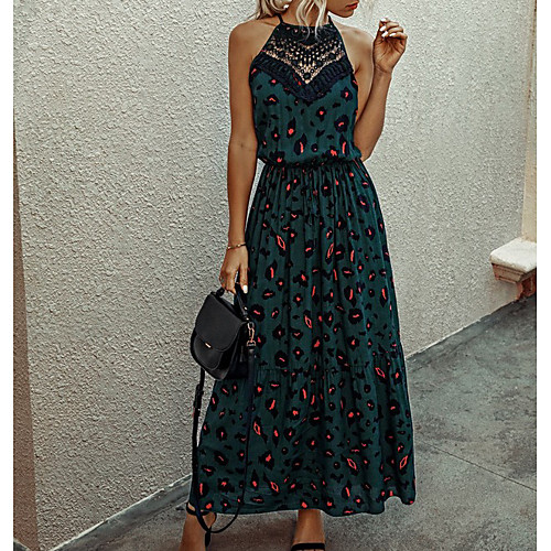 

Women's A-Line Dress Maxi long Dress - Sleeveless Floral Summer Work Sexy 2020 Black Green S M L XL XXL