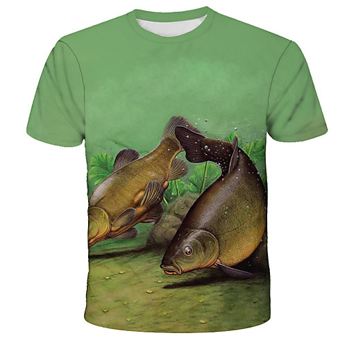 

Men's Graphic Animal Print T-shirt Street chic Exaggerated Daily Holiday Green