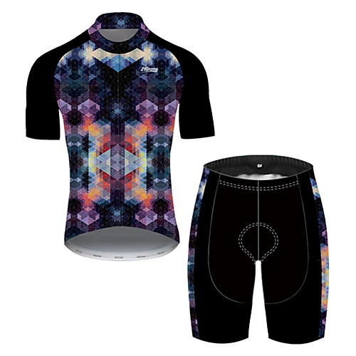 

21Grams Women's Short Sleeve Cycling Jersey with Shorts Nylon Polyester Black / Blue Plaid Checkered 3D Gradient Bike Clothing Suit Breathable 3D Pad Quick Dry Ultraviolet Resistant Reflective Strips