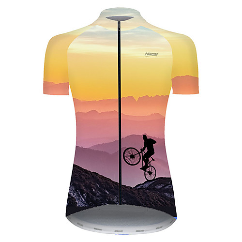 

21Grams Women's Short Sleeve Cycling Jersey Red / Yellow Bike Top Mountain Bike MTB Road Bike Cycling Breathable Sports Clothing Apparel / Micro-elastic