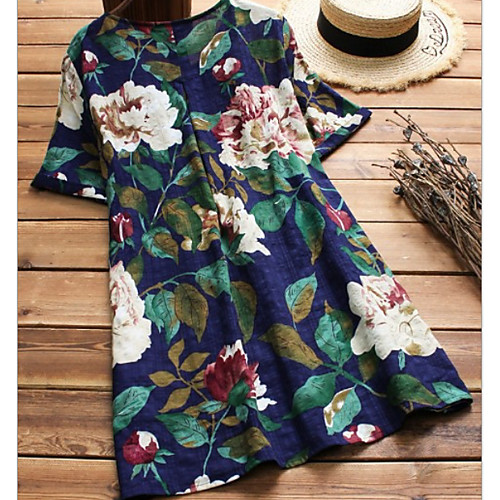 

Women's Floral T-shirt Daily Blue / Red