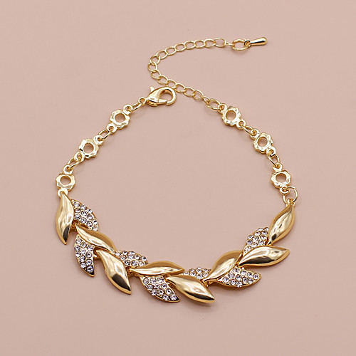 

Women's Bracelet Two tone Leaf Trendy Sweet Rhinestone Bracelet Jewelry Gold For Party Gift Daily School Work