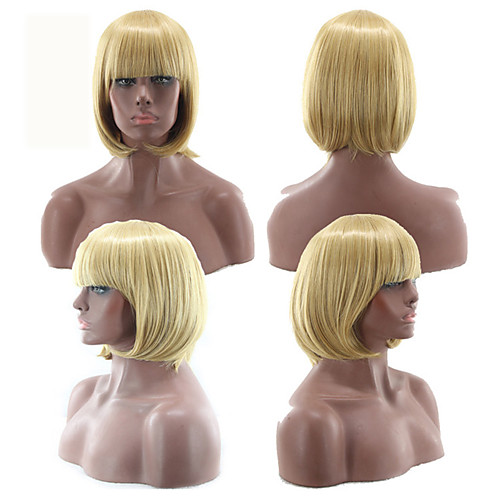 

Synthetic Wig kinky Straight With Bangs Wig Short Light golden Light Blonde Light Brown Creamy-white PinkRed Synthetic Hair 12 inch Women's Fashionable Design Classic Women Blonde White