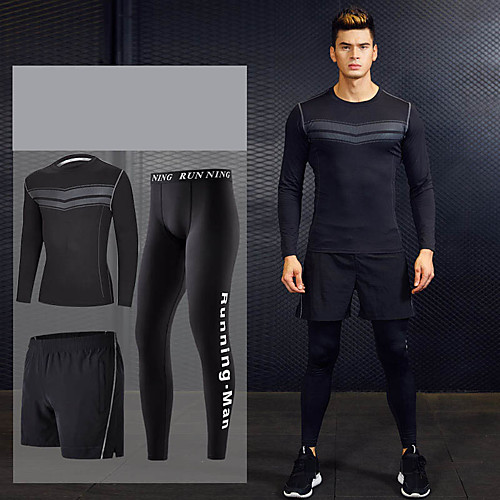 

Men's Pocket Tracksuit Activewear Set Workout Outfits 3pcs Round Running Active Training Jogging Reflective Breathable Quick Dry Sportswear Athletic Clothing Set Long Sleeve Activewear Stretchy Skinny