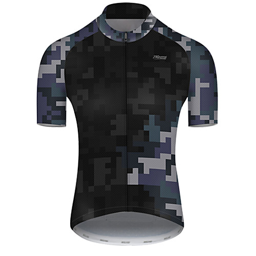 

21Grams Men's Short Sleeve Cycling Jersey Black / Blue Camo / Camouflage Bike Top Mountain Bike MTB Road Bike Cycling Breathable Sports Clothing Apparel / Micro-elastic