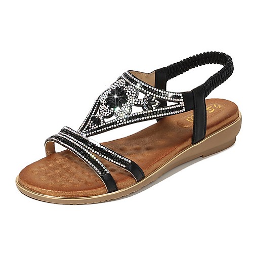 

Women's Sandals Summer Flat Heel Open Toe Daily PU Black / Pink / Gold