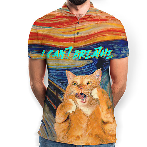 

Men's Graphic Animal Polo Basic Elegant Daily Going out Yellow