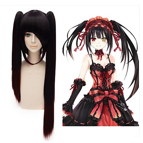 

Cosplay Costume Wig Cosplay Wig Tokisaki Kurumi Date A Live Straight Cosplay With 2 Ponytails With Bangs Wig Medium Length Black / Red Synthetic Hair 24 inch Women's Anime Cosplay Ombre Hair Black