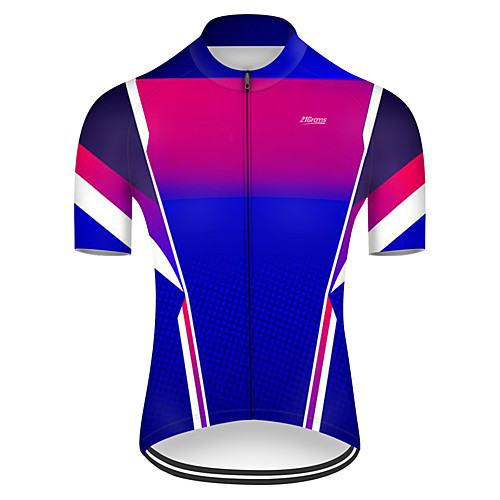 

21Grams Men's Short Sleeve Cycling Jersey Nylon RedBlue Patchwork Gradient 3D Bike Jersey Top Mountain Bike MTB Road Bike Cycling Quick Dry Breathable Sports Clothing Apparel / Micro-elastic