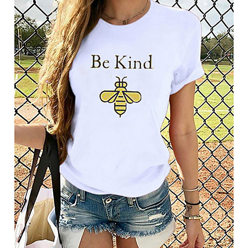 

Women's Tops Graphic T-shirt - Print Round Neck Basic Daily Spring Summer White XS S M L XL 2XL 3XL 4XL