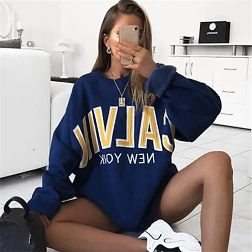 

Women's Sweatshirt Letter Basic Blue S M L XL XXL