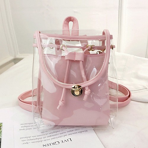 

Women's Zipper PU Top Handle Bag Solid Color Black / Blue / Blushing Pink