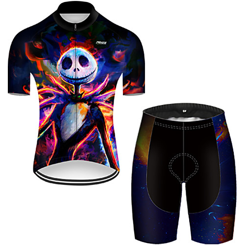 

21Grams Men's Short Sleeve Cycling Jersey with Shorts Nylon Black / Red Gradient 3D Skull Bike Quick Dry Breathable Sports Gradient Mountain Bike MTB Road Bike Cycling Clothing Apparel / Stretchy