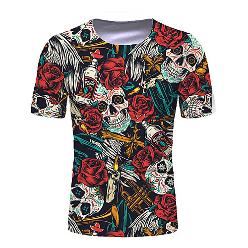 

Men's Floral Graphic T-shirt Basic Elegant Daily Going out Rainbow