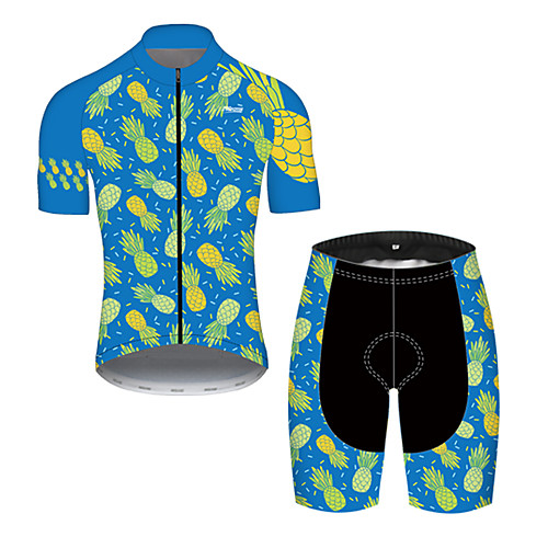 

21Grams Men's Short Sleeve Cycling Jersey with Shorts Nylon Polyester Black / Blue Fruit Pineapple Bike Clothing Suit Breathable 3D Pad Quick Dry Ultraviolet Resistant Reflective Strips Sports Fruit