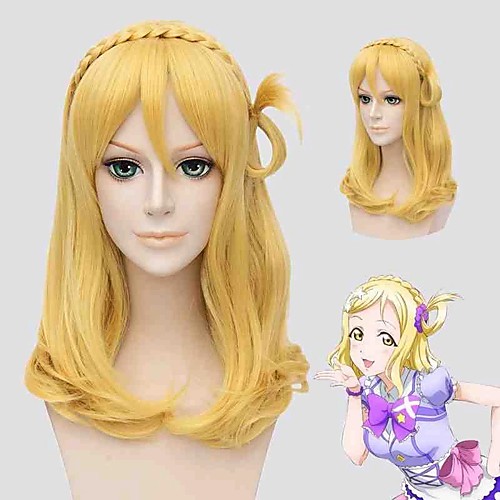 

Cosplay Wig Ohara Mari / Mary O'Hara Elizabeth Liones Love Live Curly Cosplay Asymmetrical With Bangs Wig Long Blonde Synthetic Hair 22 inch Women's Anime Cosplay Best Quality Blonde