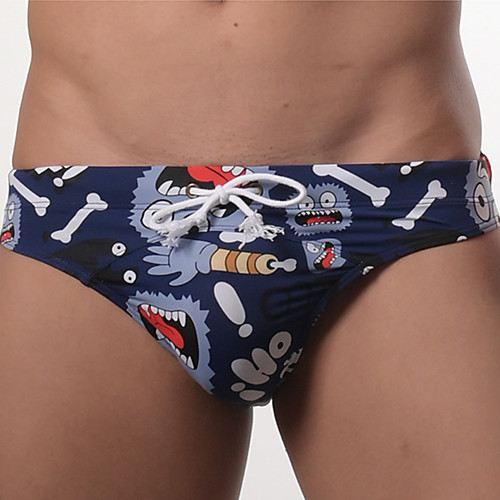 

Men's 1 Piece Print Briefs Underwear - Normal Low Waist Red Navy Blue S M L