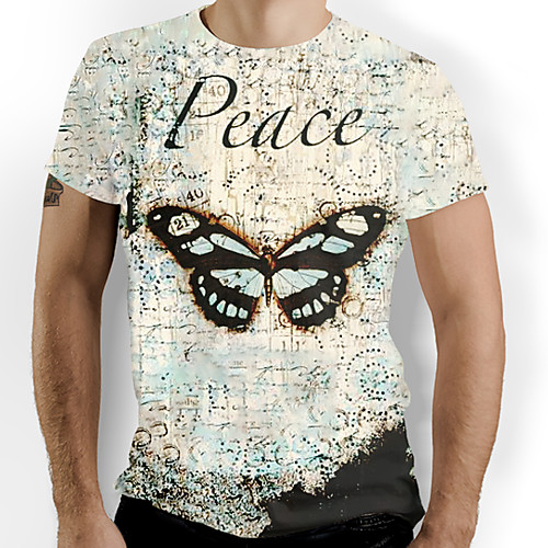 

Men's Graphic Animal Butterfly Print T-shirt Basic Daily Beige