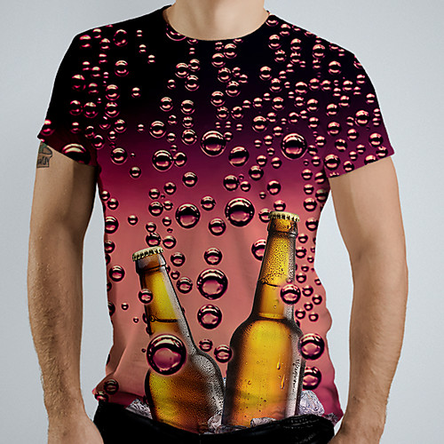

Men's Graphic Beer Print T-shirt Basic Daily Wine
