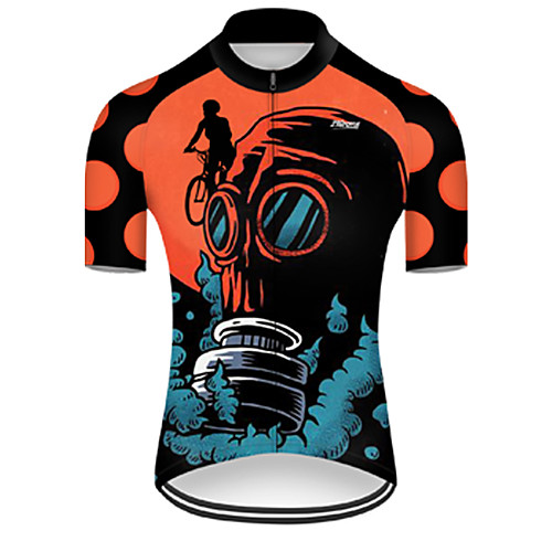 

21Grams Men's Short Sleeve Cycling Jersey Nylon Polyester Black / Orange 3D Gradient Skull Bike Jersey Top Mountain Bike MTB Road Bike Cycling Breathable Quick Dry Ultraviolet Resistant Sports