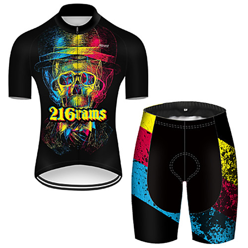 

21Grams Men's Short Sleeve Cycling Jersey with Shorts Nylon Polyester Black / Blue 3D Gradient Skull Bike Clothing Suit Breathable 3D Pad Quick Dry Ultraviolet Resistant Reflective Strips Sports 3D