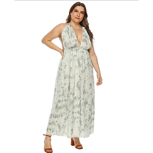 

Women's Strap Dress Maxi long Dress - Sleeveless Print Summer Casual Mumu 2020 Green XL XXL XXXL XXXXL