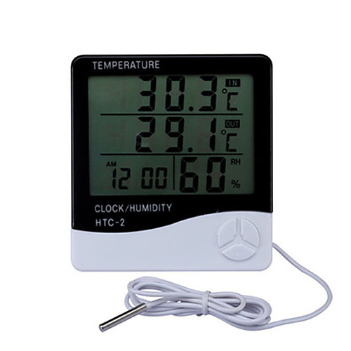 

LCD Digital Temperature Humidity Meter Home Indoor Outdoor hygrometer thermometer Weather Station with Clock