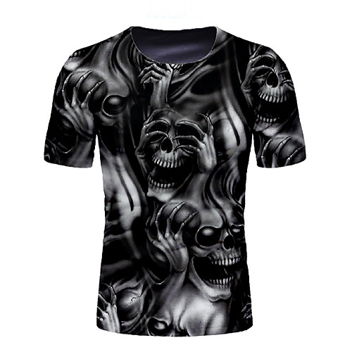 

Men's Graphic Skull T-shirt Basic Elegant Daily Going out Black