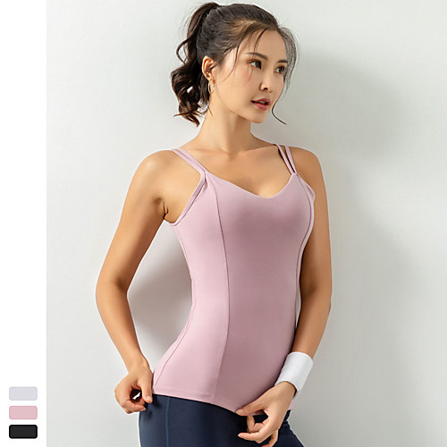 

Women's Padded Tank Top Fashion White Black Pink Elastane Yoga Running Fitness Top Sport Activewear Breathable Quick Dry Comfortable Freedom Stretchy