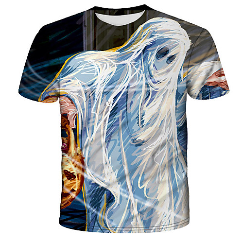 

Men's Graphic Cartoon Black & White Print T-shirt Street chic Exaggerated Daily Holiday White