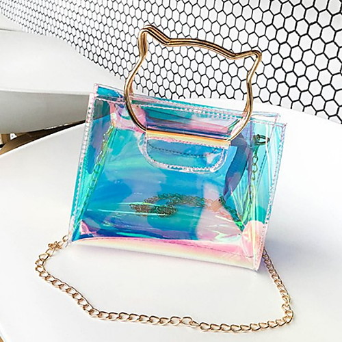 

Women's Chain PVC Crossbody Bag Straw Bag Rainbow