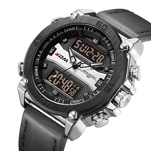 

Men's Sport Watch Quartz Modern Style Stylish Leather Water Resistant / Waterproof Calendar / date / day Alarm Clock Analog - Digital Outdoor Cool - Black Blue Purple