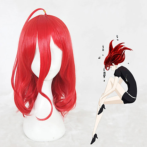 

Cosplay Wig Cinnabar Land of the Lustrous Curly Cosplay Asymmetrical Wig Long Red Synthetic Hair 16 inch Women's Anime Cosplay Lovely Red