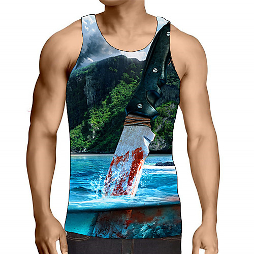 

Men's Graphic Print Tank Top Street chic Exaggerated Daily Going out Rainbow