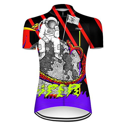 

21Grams Women's Short Sleeve Cycling Jersey Nylon Polyester Black / Red Snake Funny Astronaut Bike Jersey Top Mountain Bike MTB Road Bike Cycling Breathable Quick Dry Ultraviolet Resistant Sports