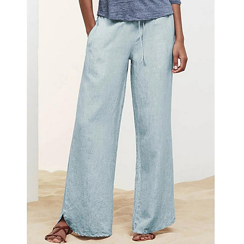

Women's Basic Daily Loose Wide Leg Pants - Solid Colored Drawstring Blushing Pink Light gray Gray S / M / L