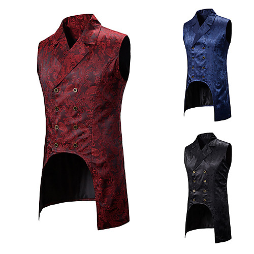 

Plague Doctor Vintage Gothic Punk & Gothic Steampunk 17th Century Masquerade Vest Waistcoat Men's Jacquard Costume Black / Red / Navy Blue Vintage Cosplay Event / Party Sleeveless