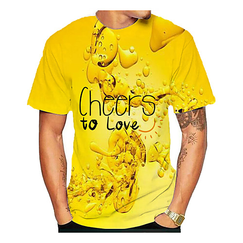 

Men's Graphic Beer Print T-shirt Daily Yellow