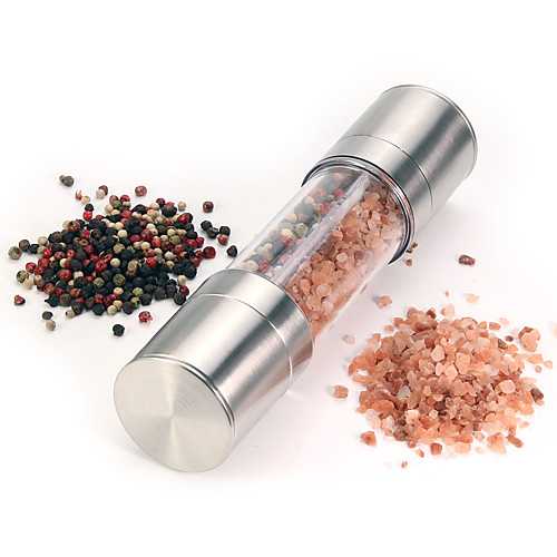 

Manual Seasoning Grinder Transparent Salt and Pepper Storage Bottle Stainless Steel