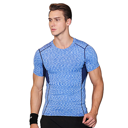 

Men's Short Sleeve Running Shirt Running Base Layer Tee Tshirt Elastane Breathable Quick Dry Moisture Wicking Fitness Gym Workout Running Walking Jogging Sportswear Blue Green Gray Activewear Stretchy