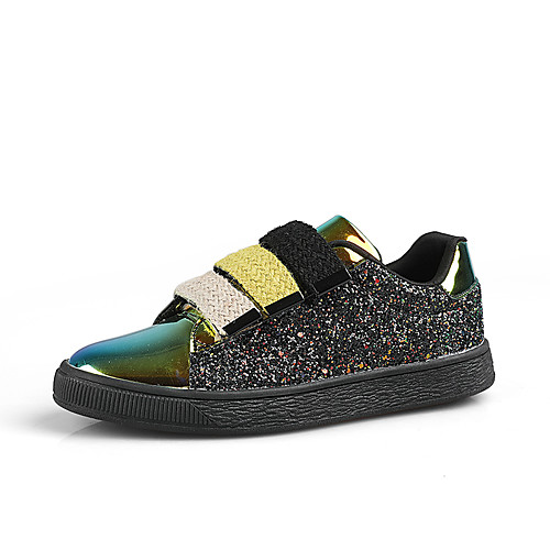 

Women's Sneakers 2020 Summer / Fall Flat Heel Round Toe Casual Sweet Daily Outdoor Sequin Color Block PU White / Black / Purple