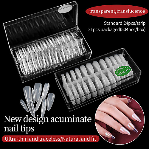 

1 Set False Nails ABS Glossy Ergonomic Design Creative Simple Basic Office / Career Daily Artificial Nail Tips for Finger / White Series