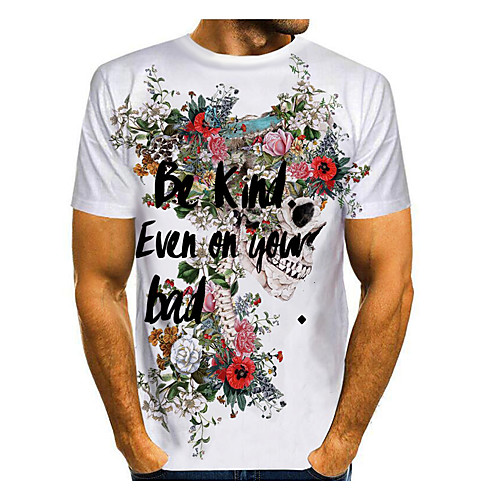 

Men's Floral Graphic Print T-shirt Basic Daily White