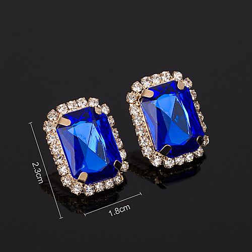 

Women's AAA Cubic Zirconia Earrings Princess Square Mini Stylish Luxury Platinum Plated Gold Plated Earrings Jewelry Black / Gold / Light Red / Green For Wedding Daily 1 Pair