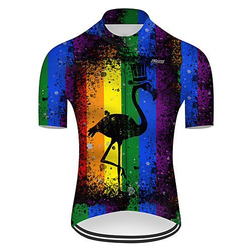 

21Grams Men's Short Sleeve Cycling Jersey Nylon Polyester Black / Blue Flamingo Gradient Animal Bike Jersey Top Mountain Bike MTB Road Bike Cycling Breathable Quick Dry Ultraviolet Resistant Sports