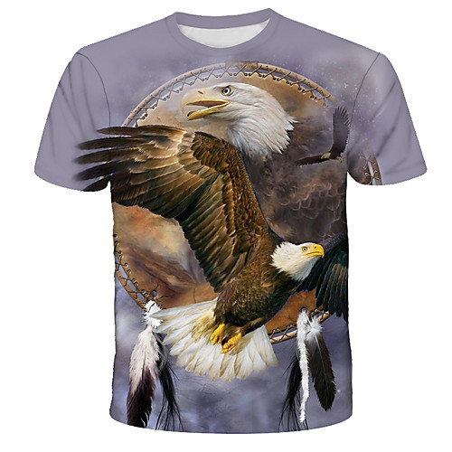 

Men's T shirt Graphic Animal Print Short Sleeve Daily Tops Streetwear Exaggerated Rainbow