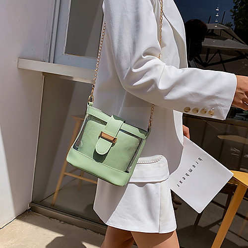 

Women's Chain PU Crossbody Bag Solid Color White / Black / Blushing Pink