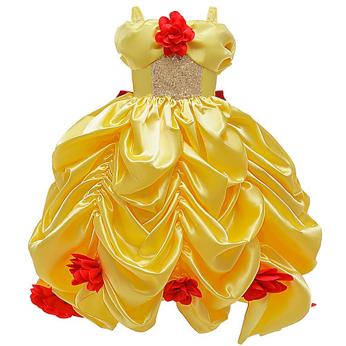 

Princess Belle Dress Flower Girl Dress Girls' Movie Cosplay A-Line Slip Yellow Dress Carnival Children's Day Masquerade Polyester